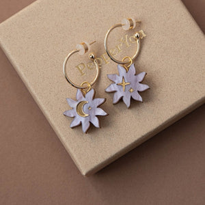 Sleepy sun hoops - lilac marble & gold