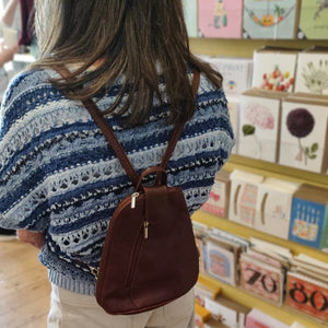 Leather triangular backpack - small