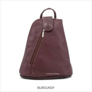 Leather triangular backpack - small