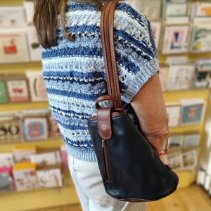 Leather triangular backpack - small