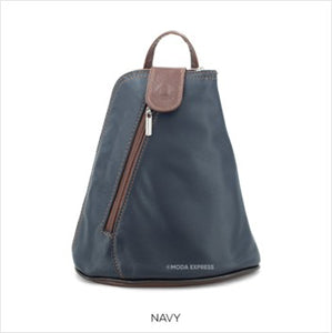 Leather triangular backpack - small