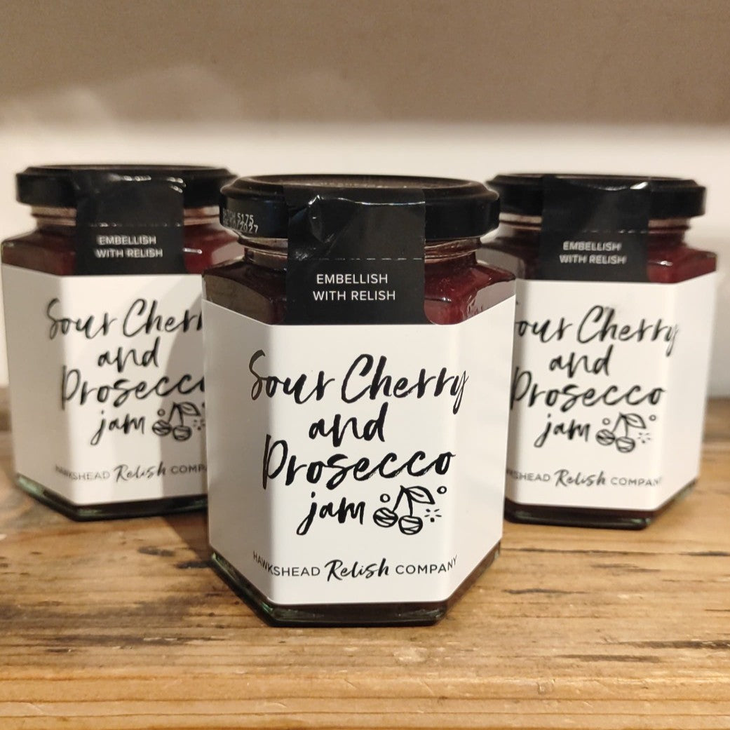 Sour cherry & prosecco jam