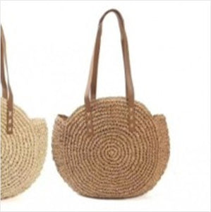Round straw crossbody bag - large