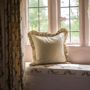 Stripe frill cushion - forest