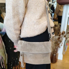 Load image into Gallery viewer, Foldover plain suede leather clutch bag - various colours
