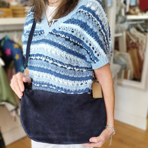 Suede leather half moon bag - large - various colours