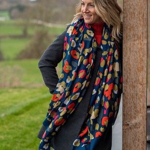 Teal mix camouflage print scarf