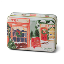 Load image into Gallery viewer, Christmas candle tin - store front - sweet orange &amp; fir
