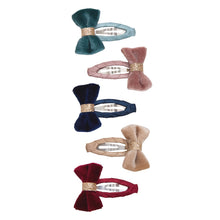 Load image into Gallery viewer, Tinkerbell velvet bow mini hair clips
