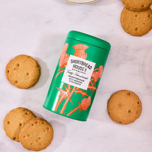 Tin shortbread biscuits - stem ginger
