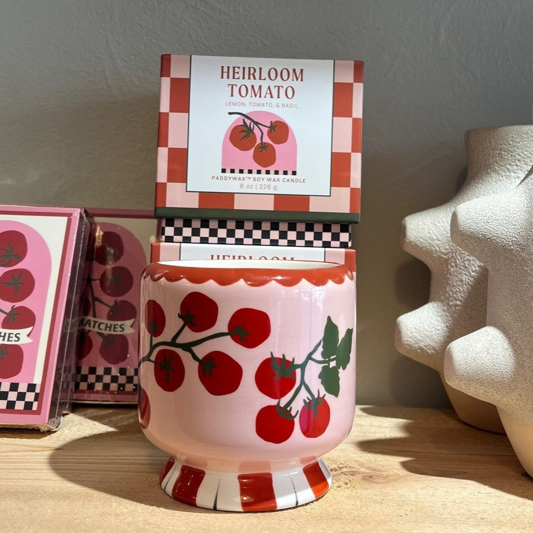 Tomato vine ceramic candle