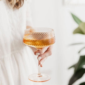Twist champagne coupes - set of 2 - pink/peach