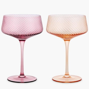 Twist champagne coupes - set of 2 - pink/peach