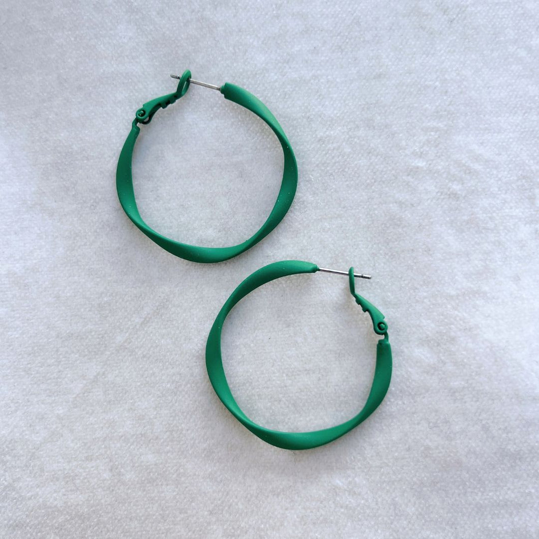 Twisty colourful hoop earrings - various colours