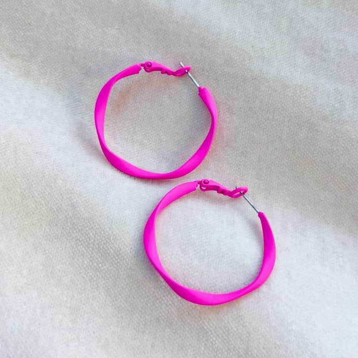 Twisty colourful hoop earrings - various colours