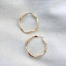 Load image into Gallery viewer, Twisty hoop earrings - silver or gold
