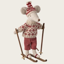 Load image into Gallery viewer, Winter mouse with ski set - mum - red
