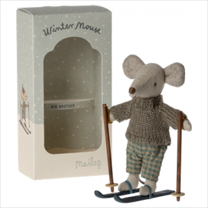 Winter mice with ski set - big sister