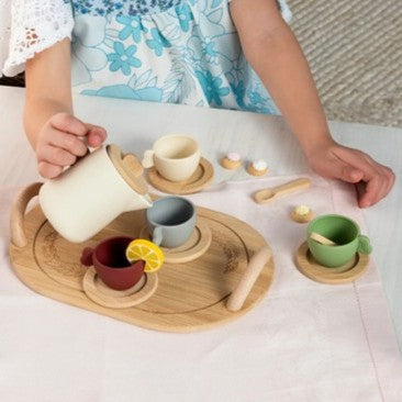 Wooden toy tea playset