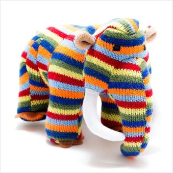 Knitted rattle woolly mammoth dino