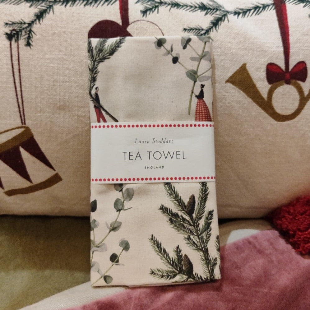 Spruce & eucalyptus Christmas tea towel