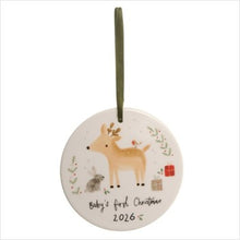 Load image into Gallery viewer, Xmas dec - baby's 1st Christmas reindeer &amp; rabbit ceramic dec
