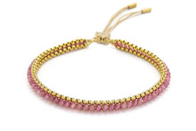 Load image into Gallery viewer, Zena pink tourmaline &amp; gold braided bracelet
