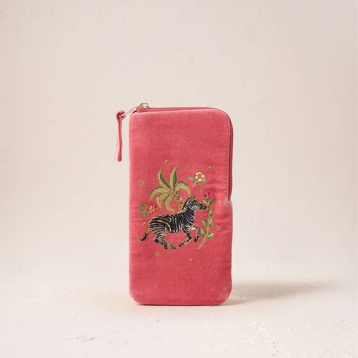 Wild zebra & palm glasses case - blush pink