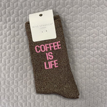 Load image into Gallery viewer, Glitter socks - coffee is life
