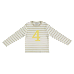 Sand & white Breton striped number t-shirt (banana)