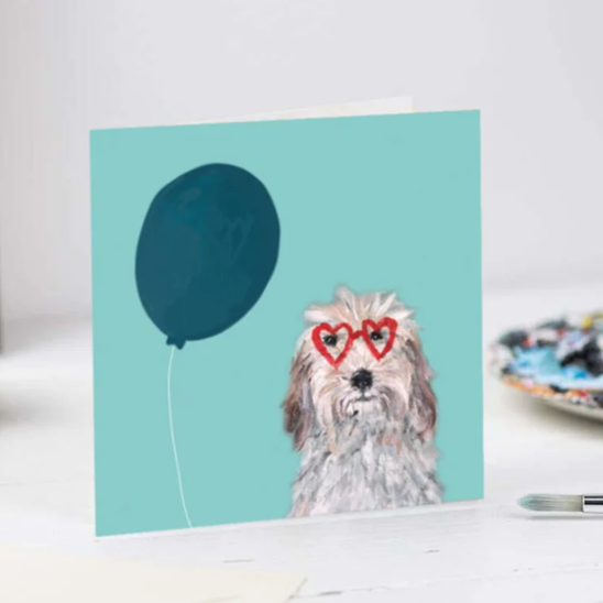 Heart shaped glasses with balloon card