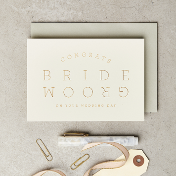Bride & groom cream card
