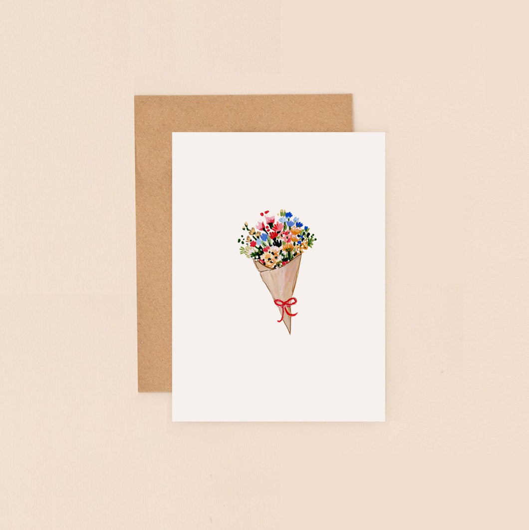 Brown paper bouquet card