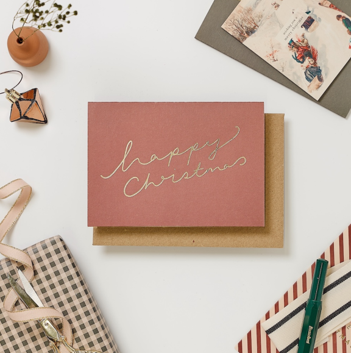 Burgundy happy Xmas card pack