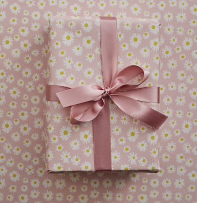 Daisy gift wrap pink