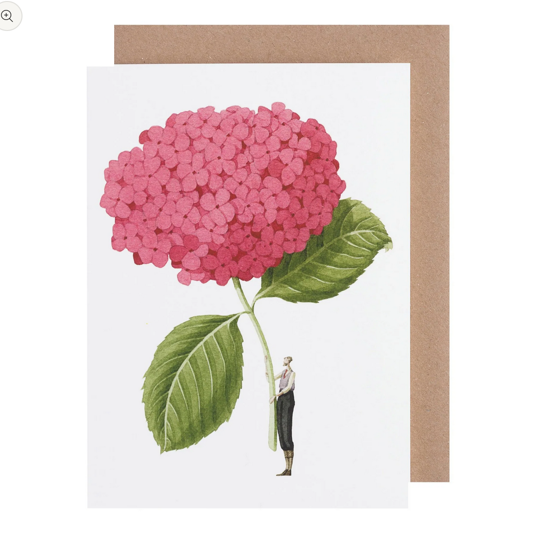 Greetings card - pink hydrangea (deep pink)