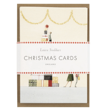 Christmas cards - present pile & Christmas wreath (pack of 10)