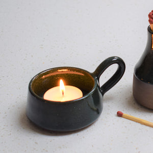 Stoneware tea light cups - various colours