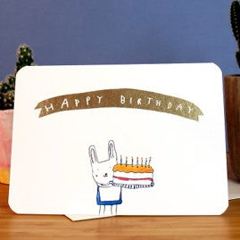 Gold bunny cake card
