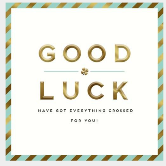 Good luck everything crossed card – Raindrops on Roses - St Albans