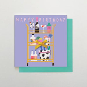 Happy birthday cocktail trolley card