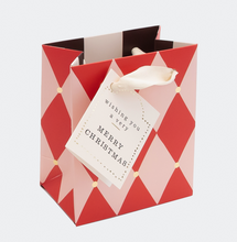 Load image into Gallery viewer, Harlequin petite gift bag - pink &amp; red
