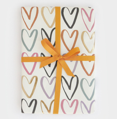 Multi outline hearts gift wrap