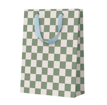 Khaki checkerboard small gift bag