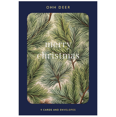Christmas tree botanical card pack