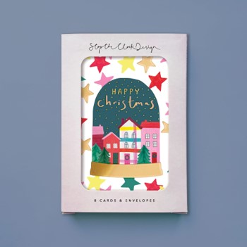 Happy Christmas snow globe pack cards
