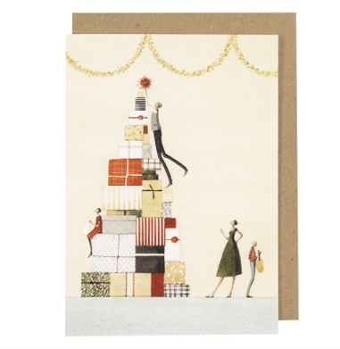 Greetings card - present pile