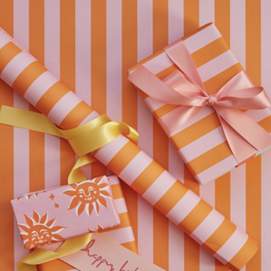 Classic stripe orange & pink wrapping paper