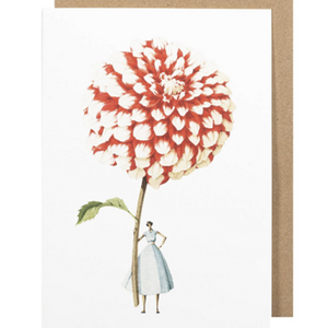 Dahlia red and white card