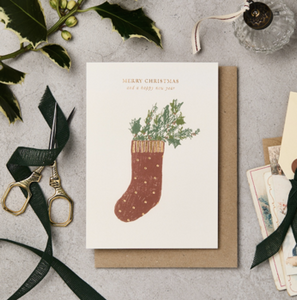 Stocking & spruce cards - pack of 6